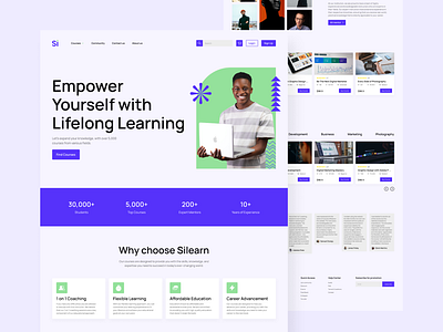 Silearn - Online Course Website app course education graphic design landing page learning minimalist ui ux website