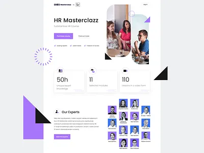 HR Masterclazz Course - Landing Page course cta landing landing page minimalism numbers offer photos plans shapes violet