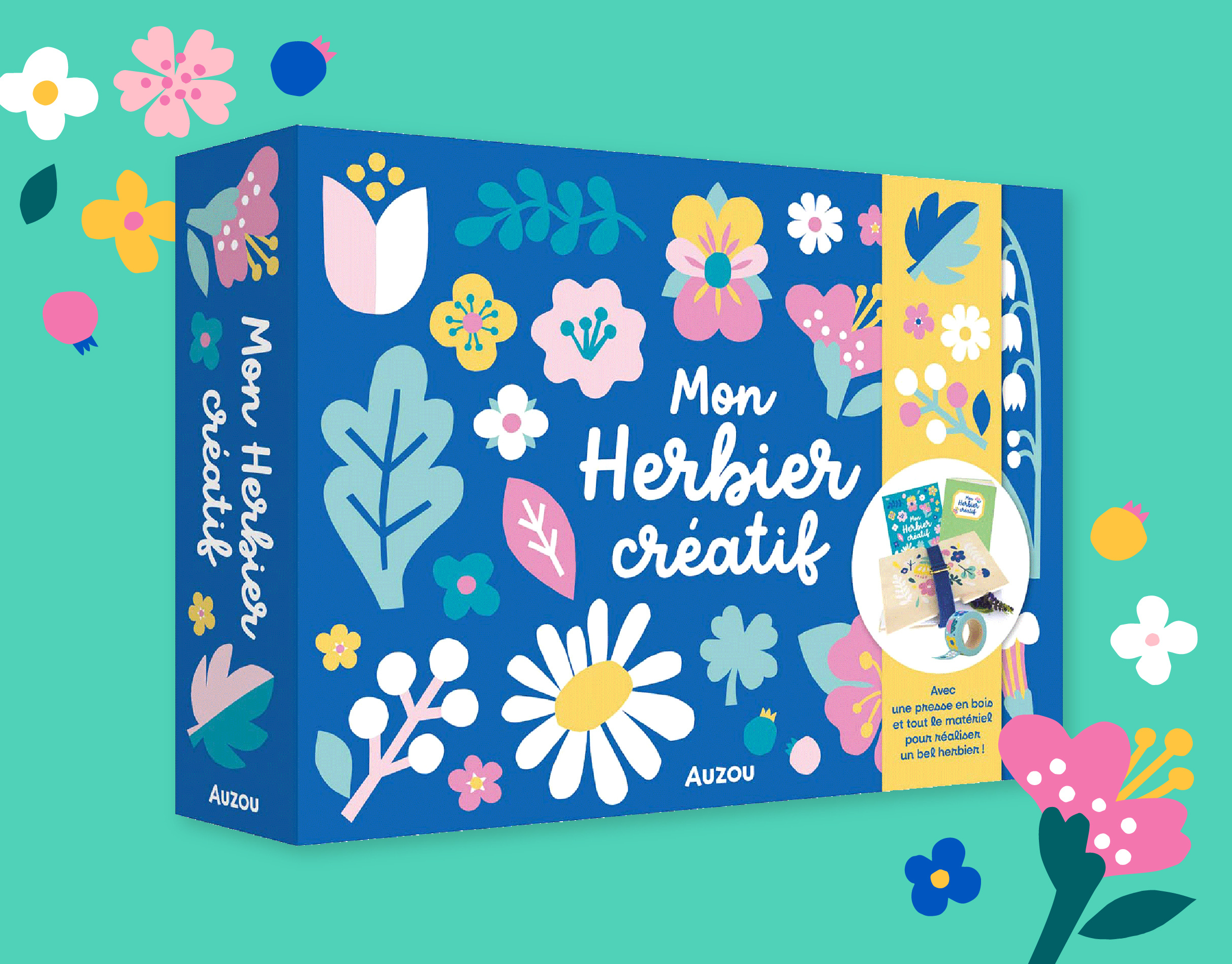 Flower press kit color harmony colorful colors cute feminine style flat color flat illustration flat style florals flower press herbarium illustration kawaii kids illustration leena kisonen nature packaging packaging illustration scandinavian scandinavian style