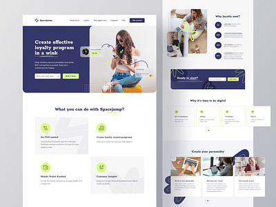 Landing Page of Loyalty Program Service blue branding clean features figma graphic design landing logo minimal picture promo services site sliders typoghraphy typography ui ux web website