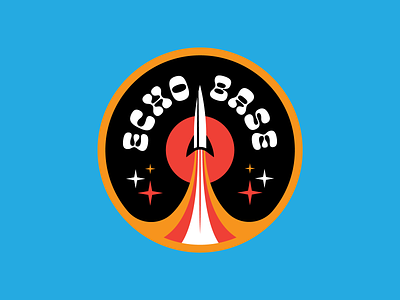 EchoBase Concept #2 ad astra branding design flat futurism icon identity design illustration logo music industry records retro rocket space space age stars tech ui vector vinyl