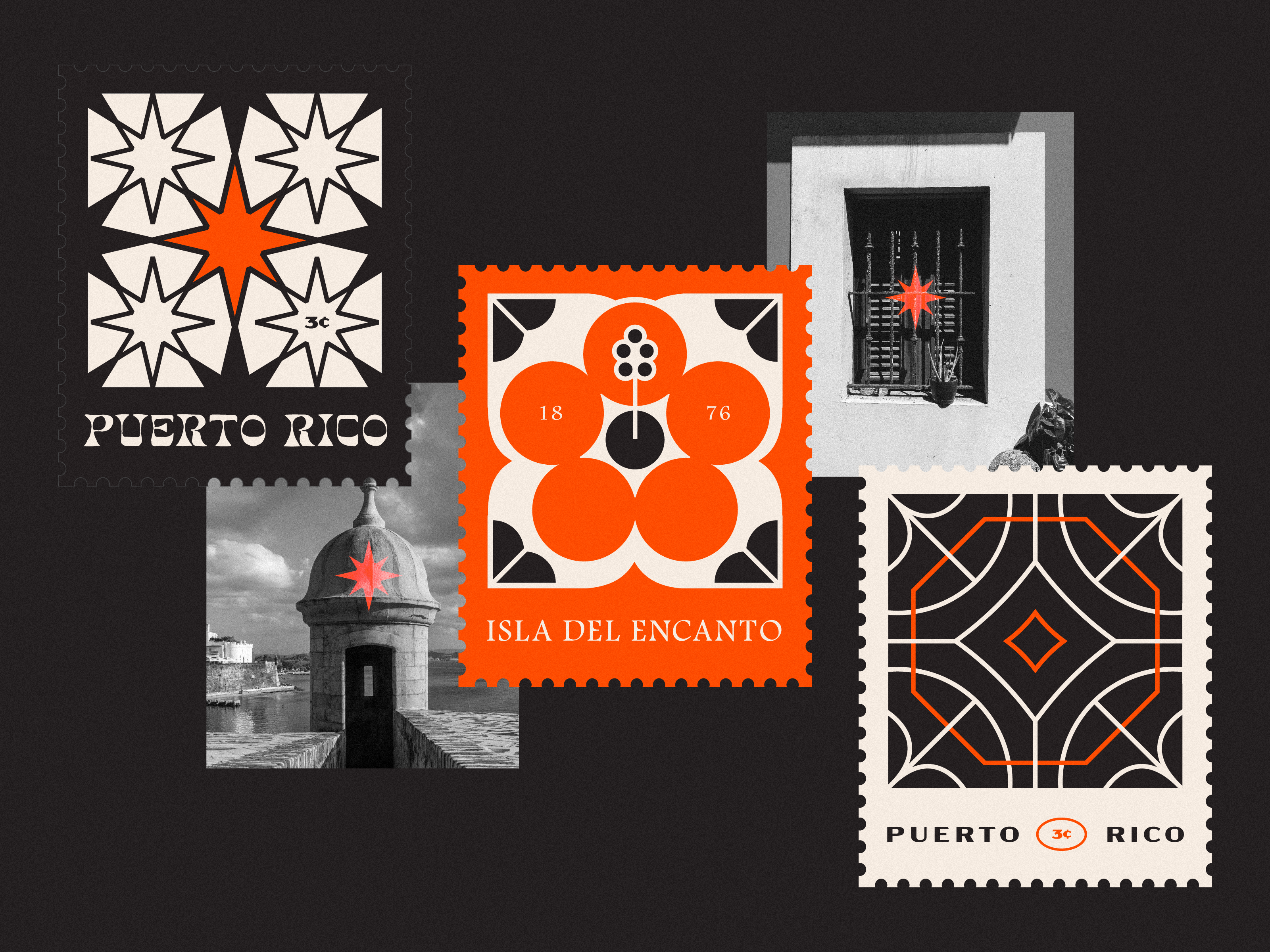 Explores x Stamps x Traditional Puerto Rican Tile branding graphic design illustration illustrator puerto rico stamps tile typography vector