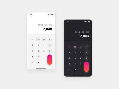 Clean Calculator App - Dark and Light Theme - Daily UI 004 004 app design interaction design ux