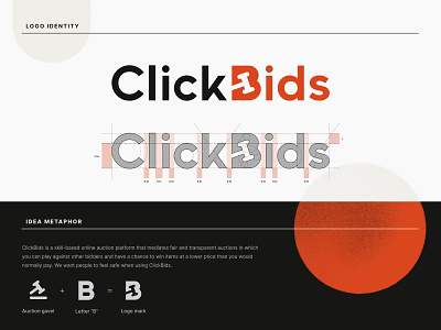 ClickBids: Logotype construction auction auction logo auctions bid logo branding gavel gavel logo hammer hammer logo identity logo logo grid logo sketches logotype sketches