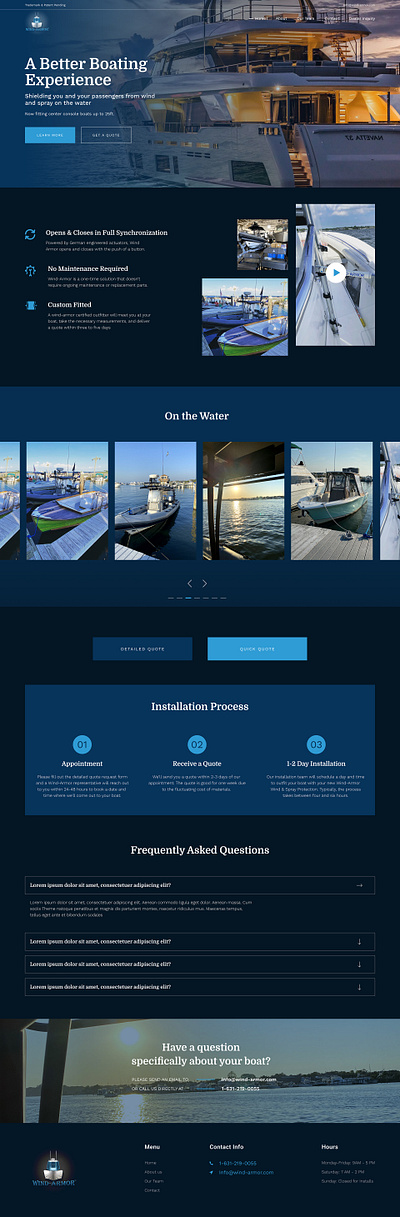 Boating Company Landing Page Design ui ux