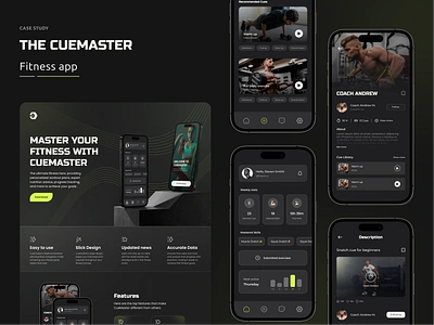 Fitness App Case Study app app and landing page app design branding case study dark design fitness fitness app gym landing page research ui uidesign uiux ux ux case study wireframe wireframing workout
