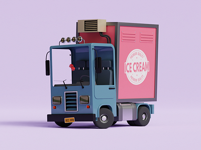 3D Stylized Truck (Ice Cream Delivery) 3d 3d design 3d illustration 3dart 4rmvn art blender c4d car concept design graphic design illustration minimal render