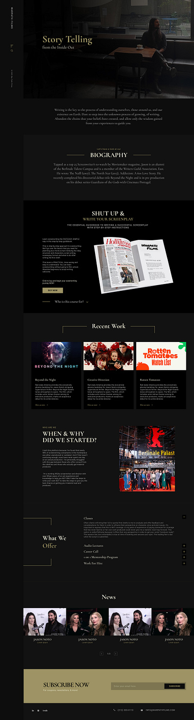 Film Director Website Design ui ux