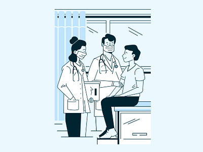 Clinical office setting illustration character doctor health healthcare illustration monotone nurse vector