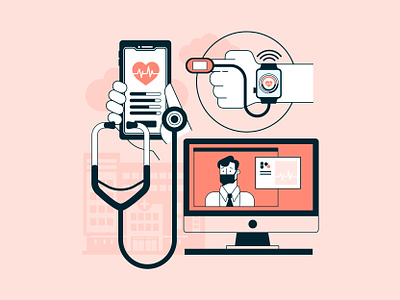 IoT illustration doctor health healthcare illustration vector