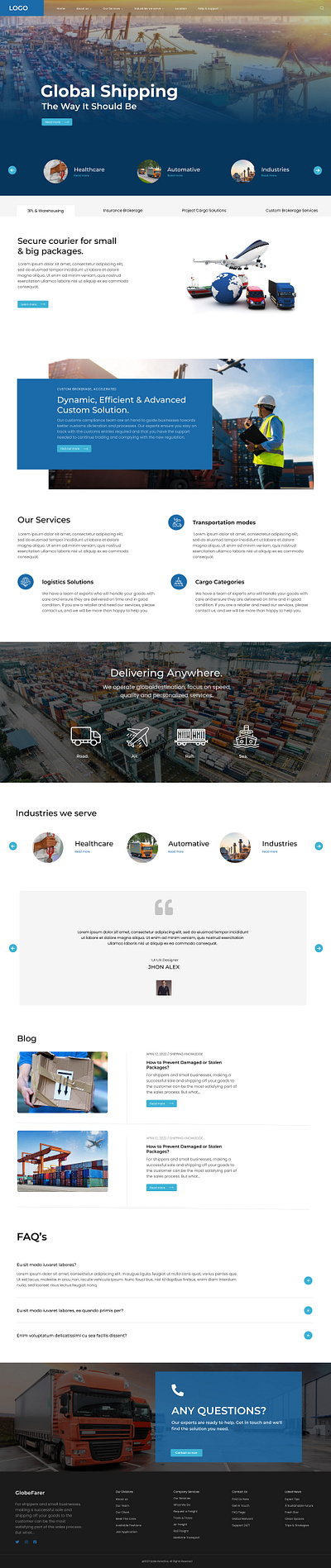 Logistic Company Website Design ui ux