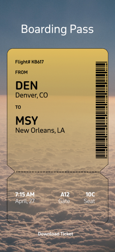 Daily UI 024, Boarding Pass boarding pass daily ui challenge dailyui