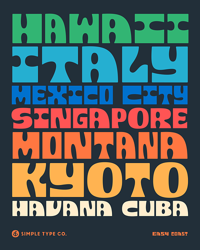 Places I'd like to go easycoast font type typedesign