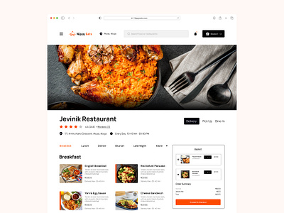 Restaurant detail screen design figma illustration product design ui ux website