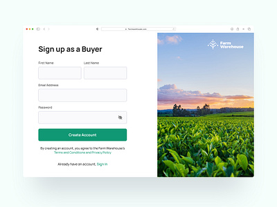 Farm Warehouse - Sign Up branding daily ui design figma illustration logo mobile app product design ui ux