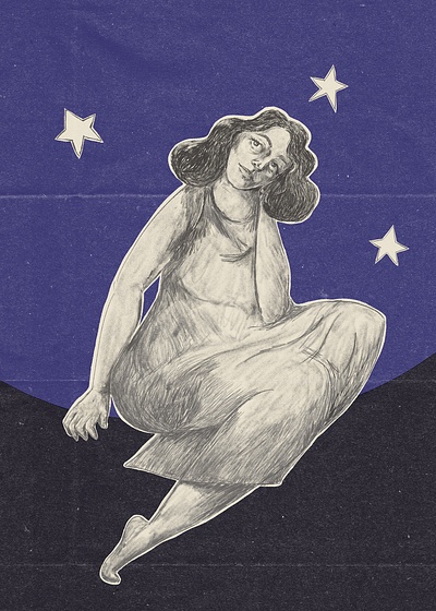 A Moonless Night ⭐ blue clip studio paint design digital art illustration night pencil portrait sky stars