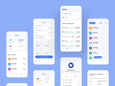 Bitteam UI Mobile Screens blockchain crypto crypto design cryptocurrency design illustration interface logo p2p trading ui web web3