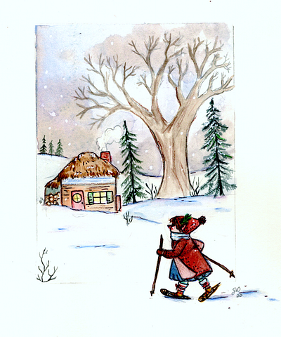 Wintertime Stroll art illustration