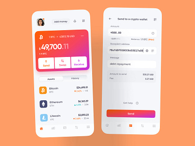 Crypto Mobile Wallet Screens cryptocurrency