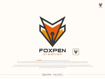FOXPEN creation adobe animation app icon art brand guidelines brand identity branding company logo concept creative design fox logo graphic design grid logo illustration logo minimal logo modern logo ui vector