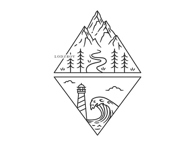 Landscape and seascape vector illustration linework line art art beach branding graphic design illustration landscape line art logo seascape vector art