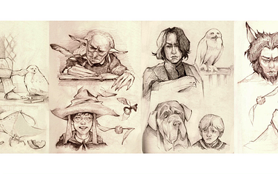 My Harry Potter sketches compilation 2019 cartoon character digital art fantasy hand drawn harry potter illustration magic procreate sketching wizard wizarding