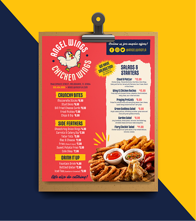 Angel Wings Menu branding character design food logo food menu graphic design logo design menu design print design restaurant branding restaurant menu