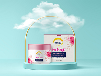 Day & Night Moisture Cream Jar and Box Design 3d animation branding graphic design label design logo motion graphics packaging design ui