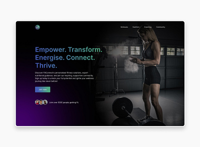 Fitness Landing Page - #003 003 bodybuilding branding daily ui daily ui 003 dark dark ui design figma fitness image landing page social proof ui user interface ux workout