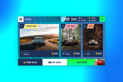 Home Screen Reskin - Mobile Game app art brand cars design game mobile ui ux