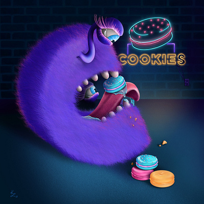 Cookie Monster design illustration monster procreate typography