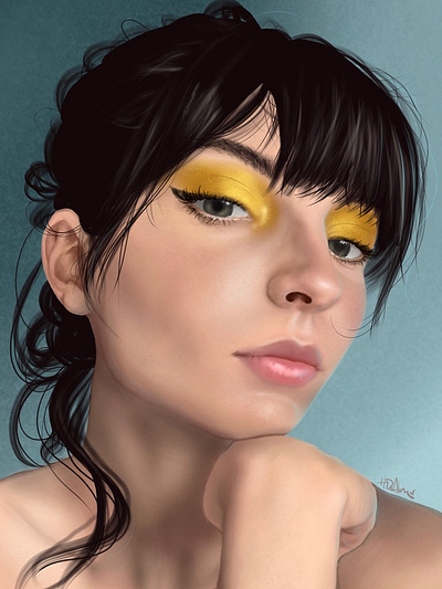 Gold Shadow design illustration museum app portrait procreate sktchy app