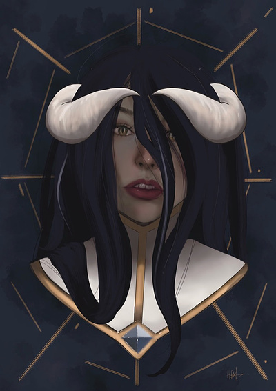 Overseer albedo anime design fantasy illustration museum app overlord portrait procreate sktchy app