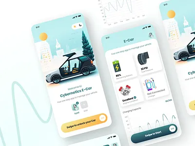 Electronic Vehicle management App app design mobile redesign typography ui ux