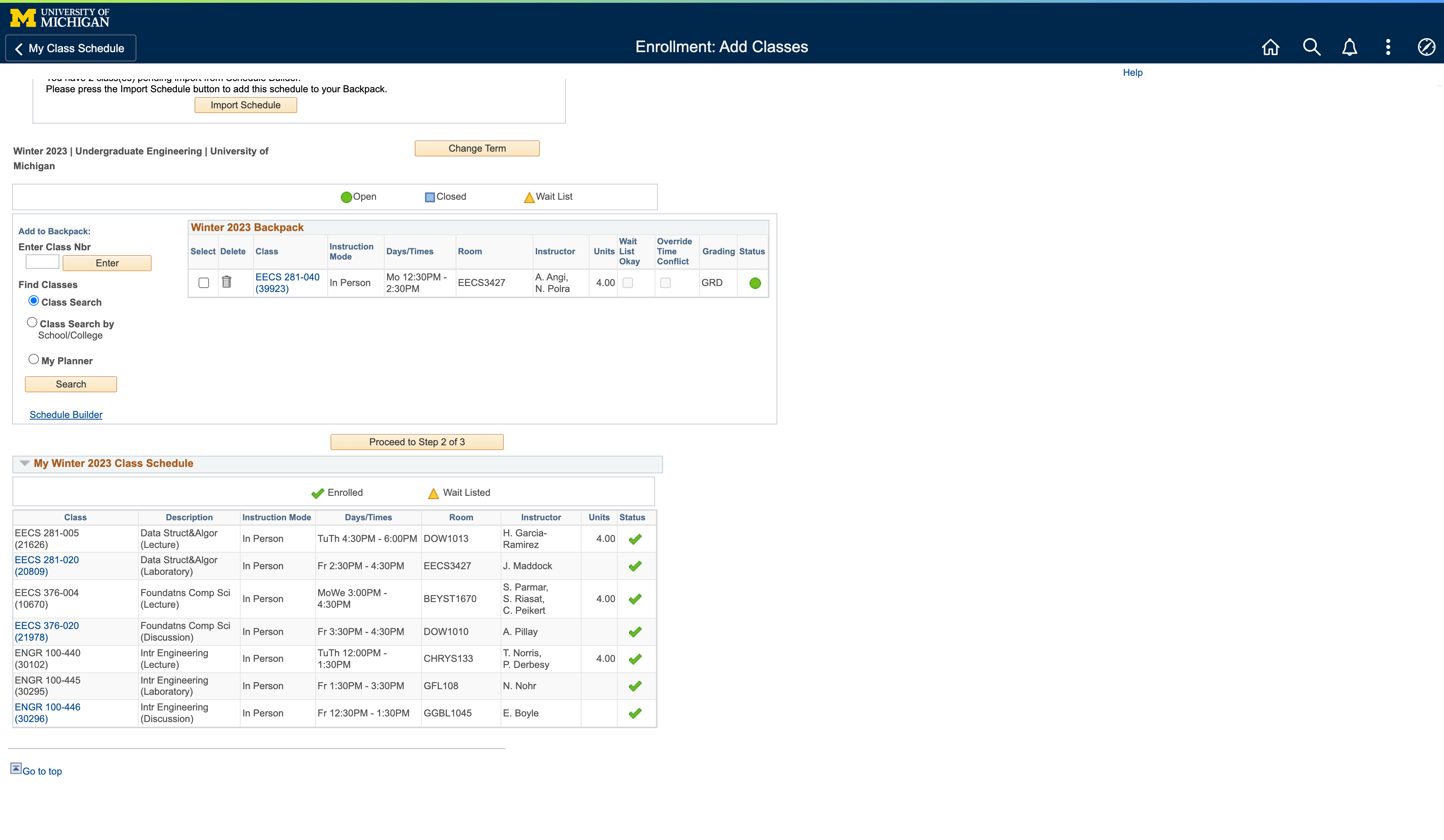 UMich Course Registration (Improvement) by Brian Travis on Dribbble