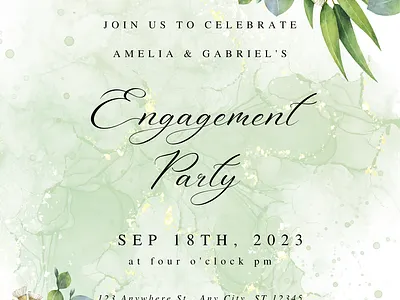 Printable Garden Engagement Invitation Template graphic design