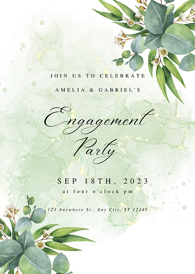 Printable Garden Engagement Invitation Template graphic design