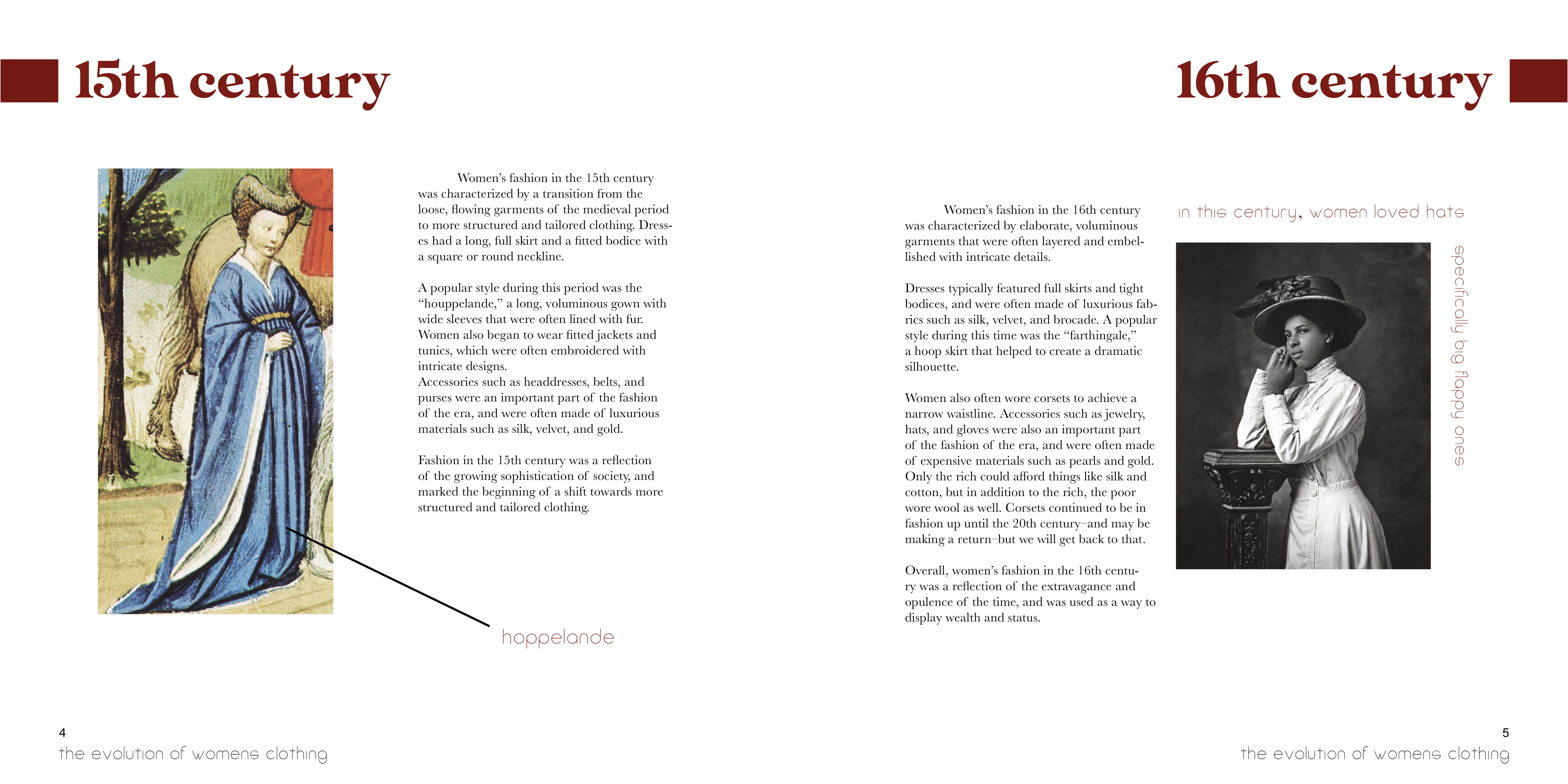 Evolution of Women's Clothing, cont bookdesign fashion indesign informative magazine design