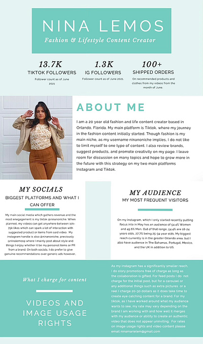 Personal Media Kit; Socials branding graphic design