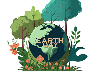Earth Day Flat Illustration earth day flat illustration global warming graphic design illustration save the world tree planting vector vector illustration