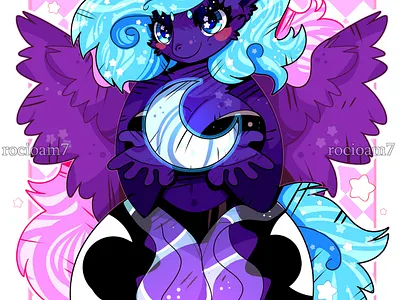 Princess Luna Anthro MLP-FIM Fanart anthro character character design digital art digitalart fanart fantasy furry illustration mlp my little pony pony princess luna rocioam7
