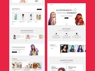 Hair Coloring UI Template Website barber beauty cosmetic hair care hair dye hair salon hair style haircutting home page keratin landing page makeup nail salon salon shampoo skincares ui design web design web page website