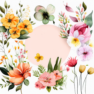 Floral Watercolor Spring Bundle Collection Clipart amarilis flora flower leaves spring watercolor