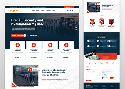 Proposed Landing Page - Fireball🔥 branding contact us design graphic design guard illustration landing landing page logo orange proposed safety security security agency trending typography ui user friendly ux vector