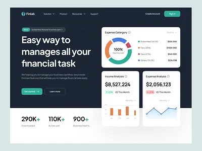 Finlab - SaaS Finance Landing Page Animation animation branding clean finance dashboard finance management finance website graphic design landing page minimalist motion graphics product saas finance saas website ui ui kit ux wallet web app website