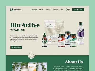 Vitamin Supplements - Website Design animation application design design designer figma illustration landing page marketing photoshop promotion skills supplements uiux ux vitamin vitamin supplements website xd