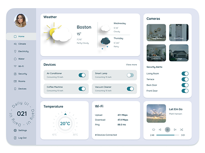 Daily UI Challenge - Day 21: Home Monitoring Dashboard dailyui dashboard day021 design ui ux