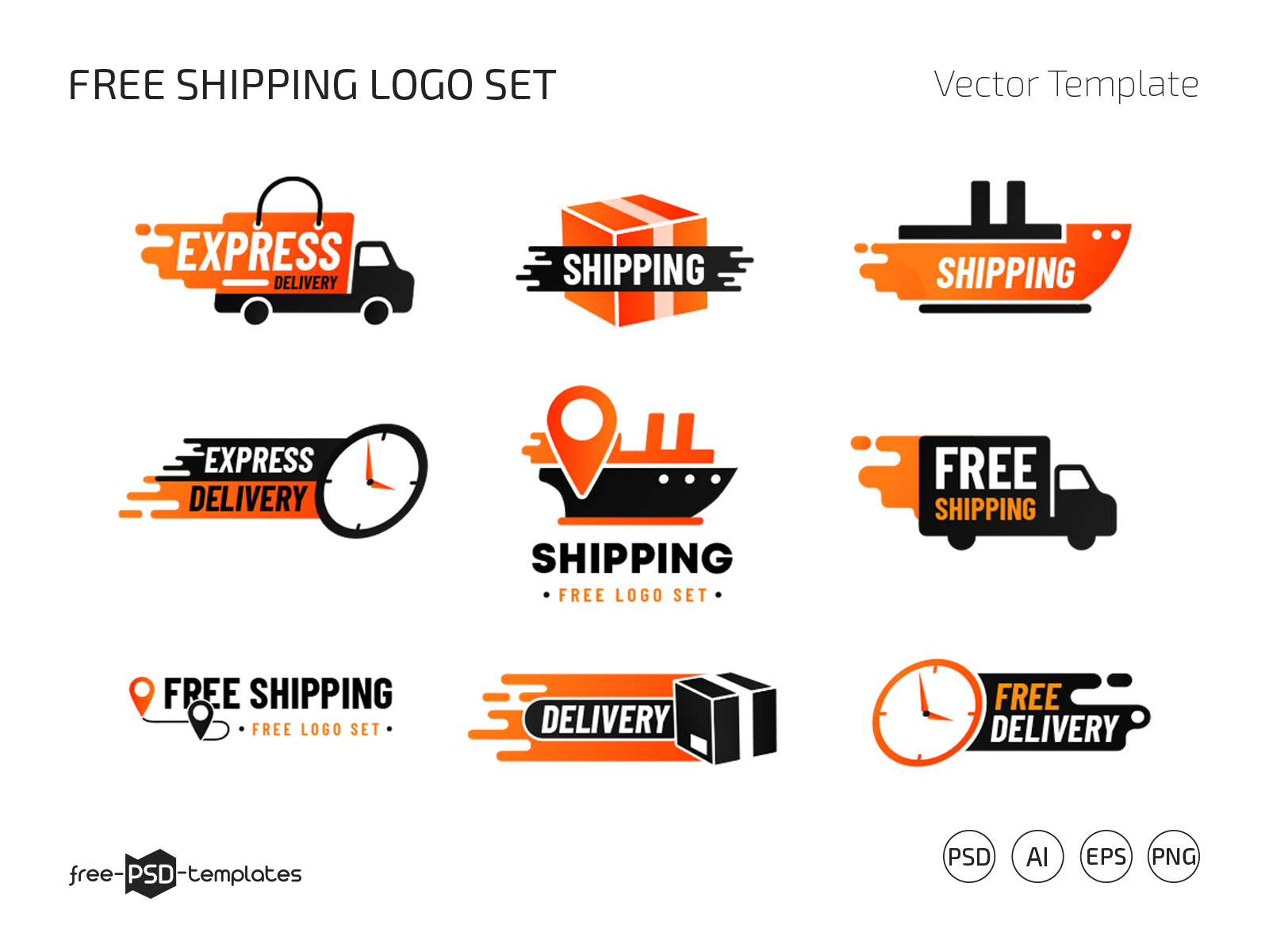 Free Shipping Logo Set (PSD, AI, EPS, PNG) by Free PSD Templates