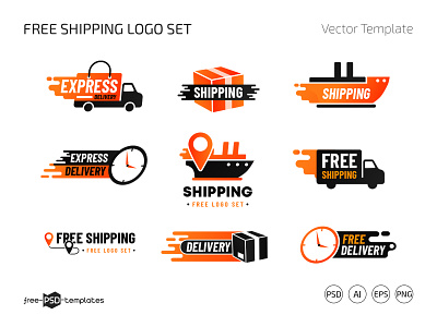 Free Shipping Logo Set (PSD, AI, EPS, PNG) free freebie logo logos logotype photoshop psd shipping shippinglogo shippinglogotype template templates