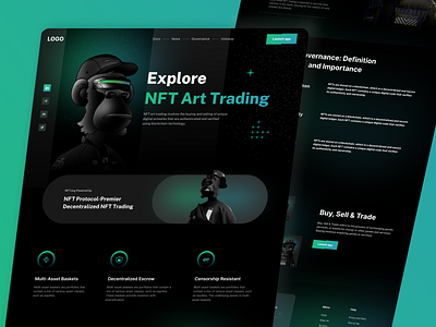 NFT Landing Page Design 3d landing page bitcoin blockchain crypto cryptocurrency dark design graphic design interface landing page marketplace metaverse nfts studio token ui user experience ux web web3.0 website design